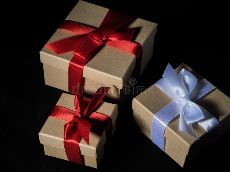 Wrapped vintage gift box. Copy space stock photography
