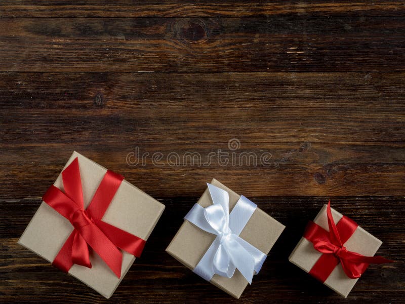 Wrapped vintage gift box. Copy space stock photo