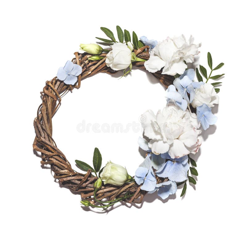 Wreath of defferent flowers isolated on a white background. Wreath of defferent flowers isolated on a white background