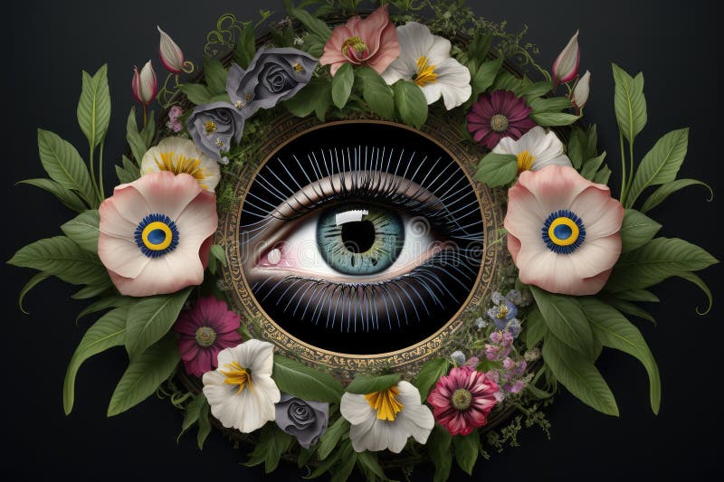 Wreath of Flowers, with Allseeing Eye in the Center Stock Image Image of flower, wreath