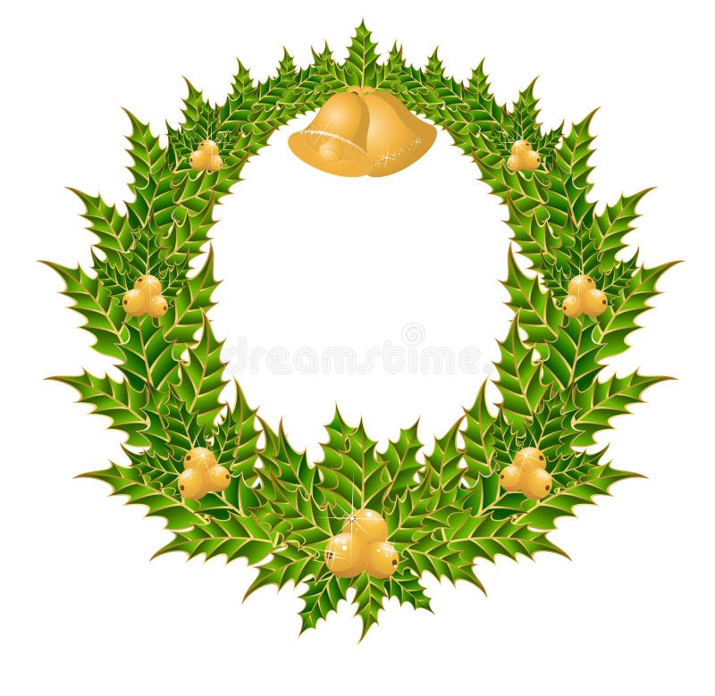 Wreath with a gold bells stock vector. Illustration of gift 11725172