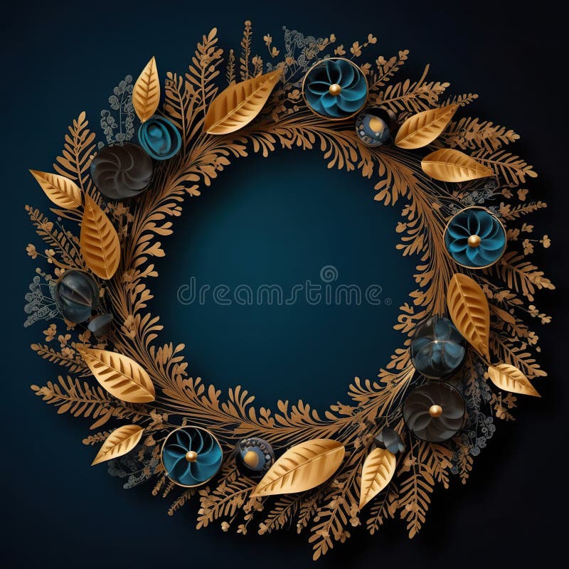 A wreath made of paper flowers and leaves. Generative AI. Christmas wreath clipart. A wreath made of paper flowers and leaves. Generative AI. Christmas wreath clipart.