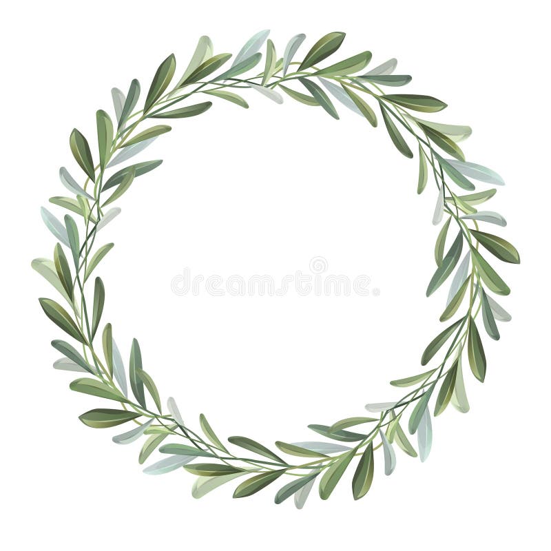 Wreath with Olive Branches. Green Wreath Design Stock Illustration