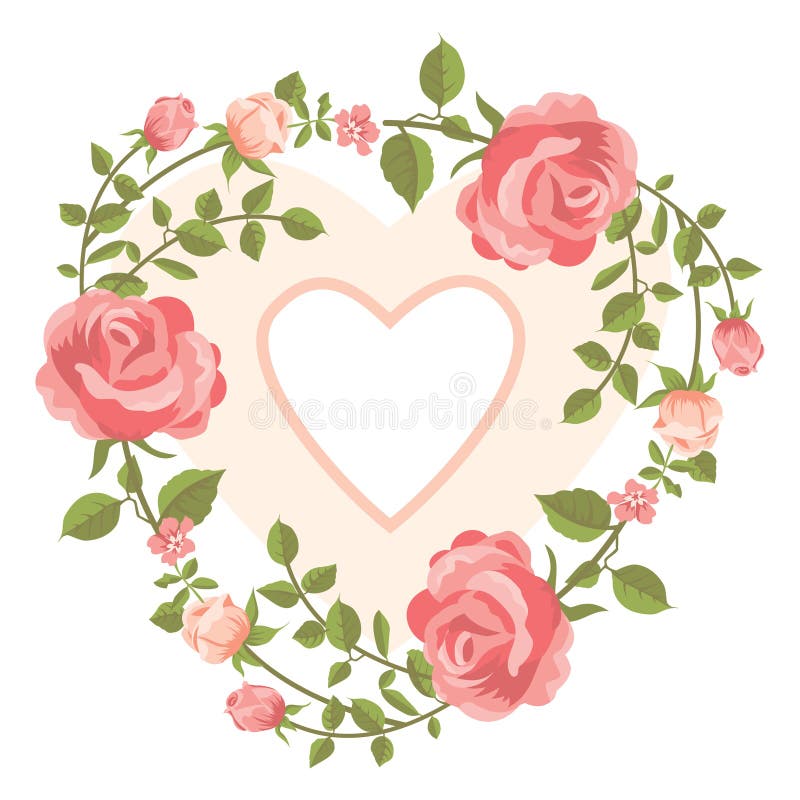 Heart shaped flower wreath card hi-res stock photography and