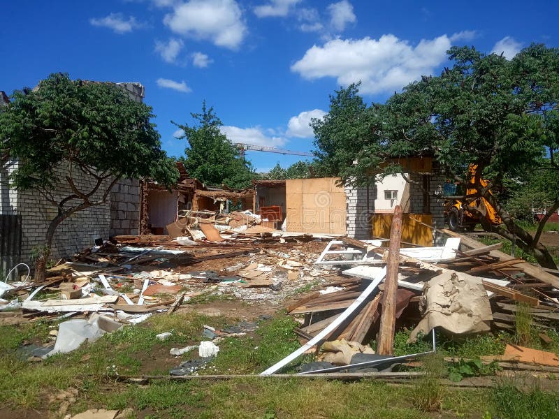 Wreckage of an Old Destroyed House, Demolition of a Private Sector