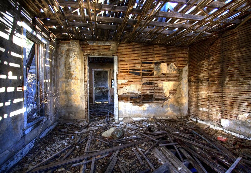 Wrecked house stock photo. Image of hillside, yellow 25368540