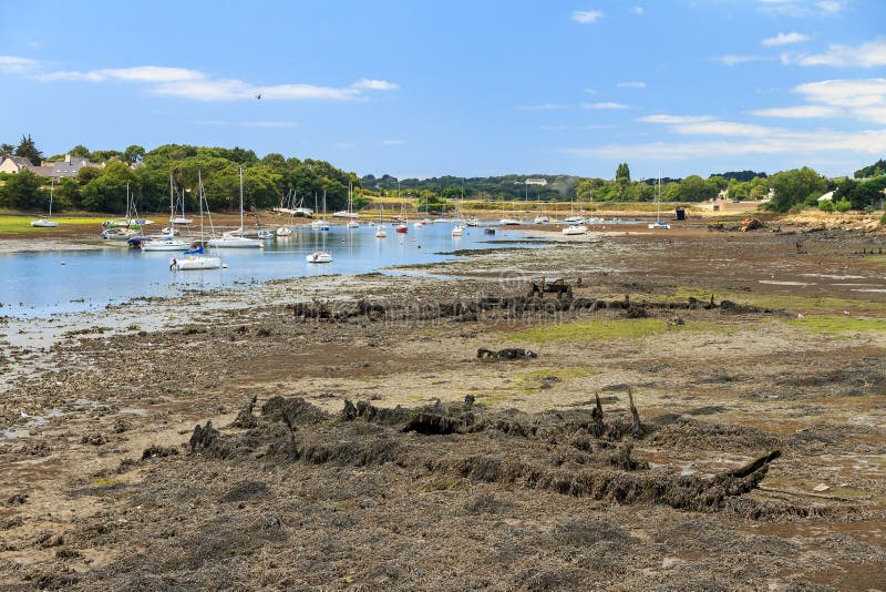 Wrecks at low tide in Lorient