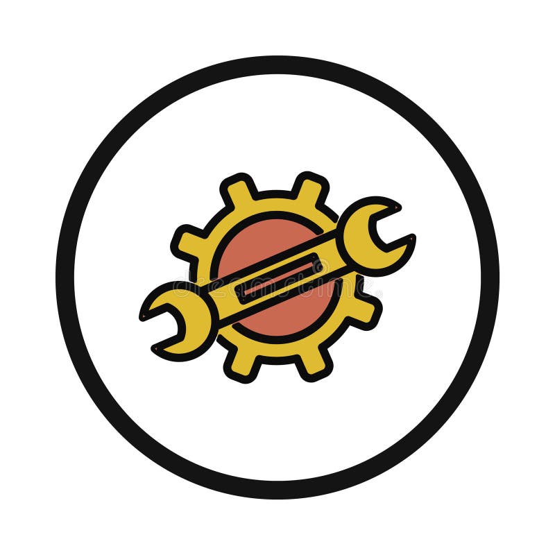 Wrench, Gear, Gearwrench, Maintenance, Gear and Wrench Icon Stock