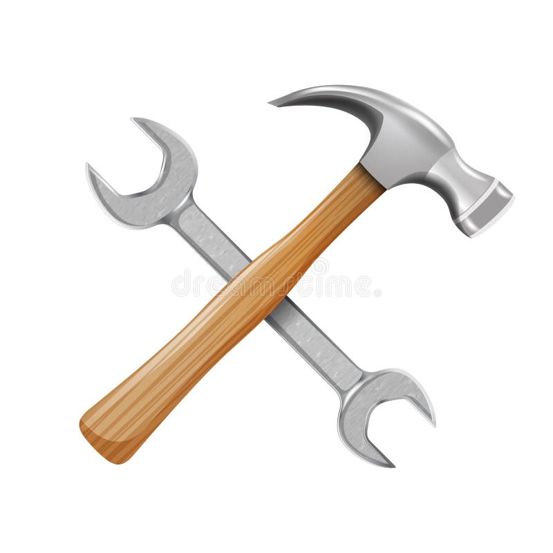 Wrench and Hammer Icon Vector Ill Stock Vector Illustration of cross