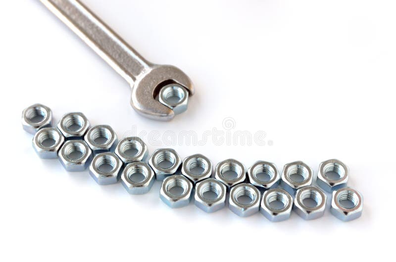 Wrench with hex nuts stock photo. Image of group, service 27016550