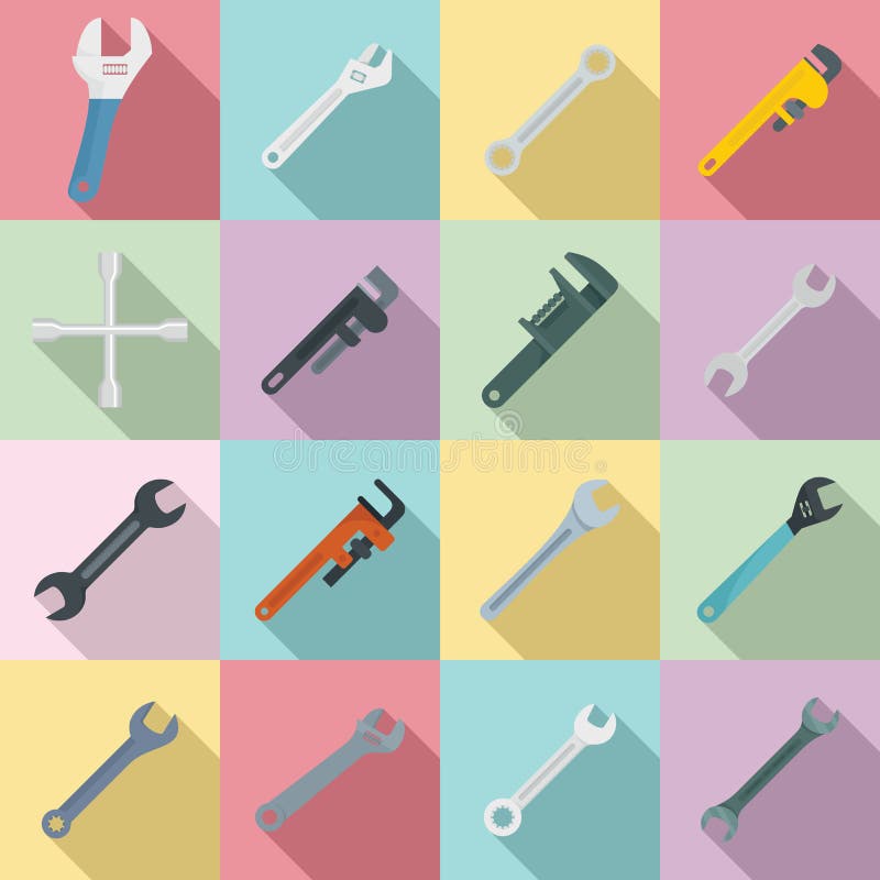 Wrench Icons Isolated on Color Background Stock Vector Illustration