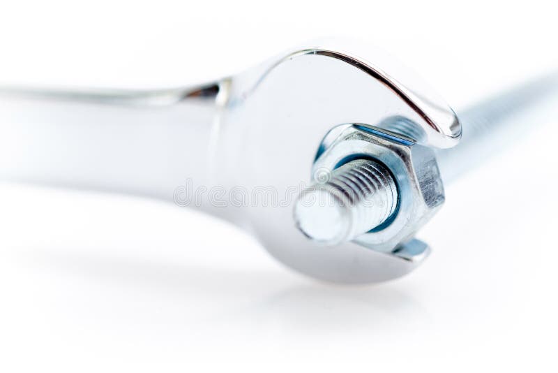 Wrench on nut and bolt stock photo. Image of hexagon 13541576