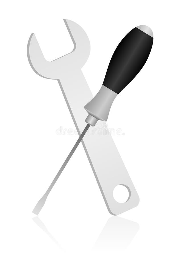 Wrench and screwdriver stock vector. Illustration of production 12006629