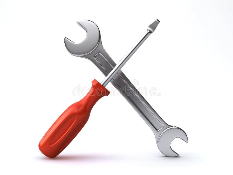 Wrench and screwdriver stock illustration. Illustration of screwdriver