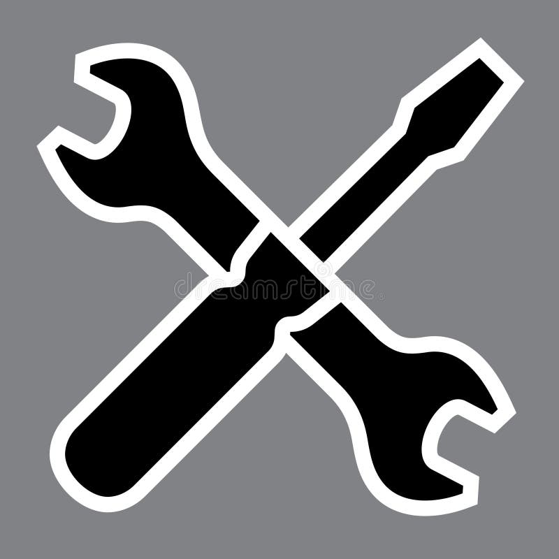 Wrench and screwdriver. Repair workshop emblem - v royalty free illustration