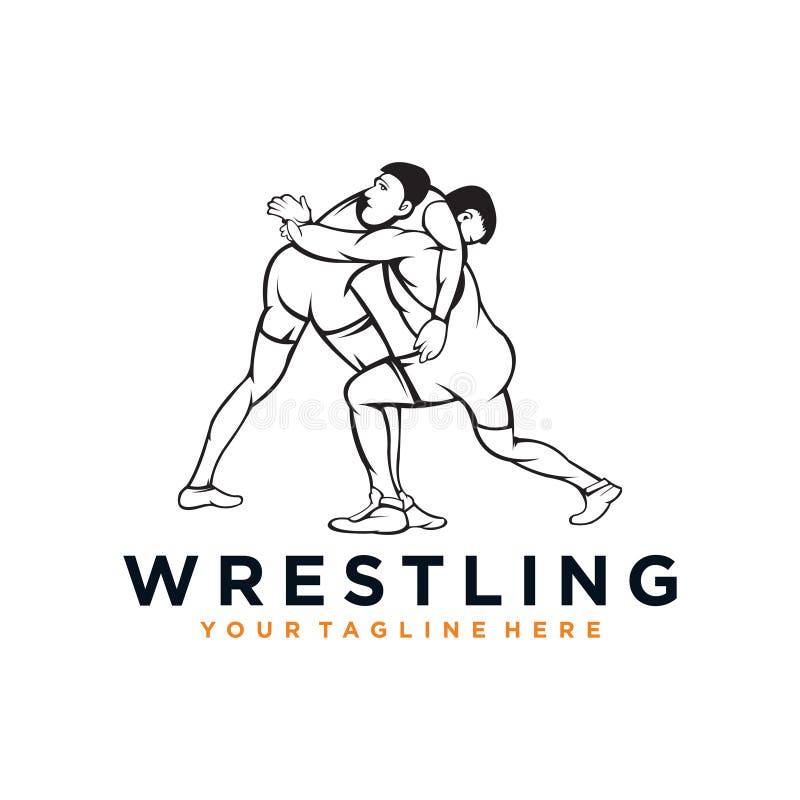 Wrestling logo vector design silhouette stock illustration