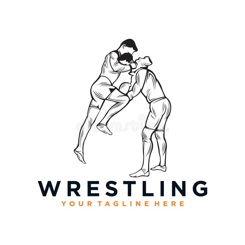 Wrestling logo vector design silhouette stock illustration