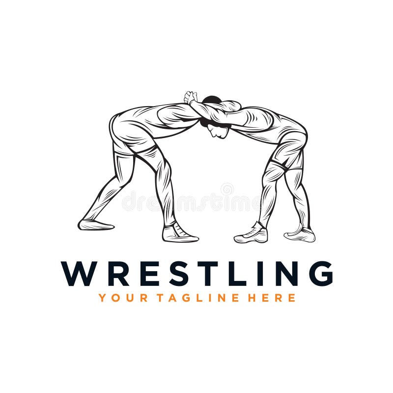 Wrestling logo vector design silhouette royalty free illustration