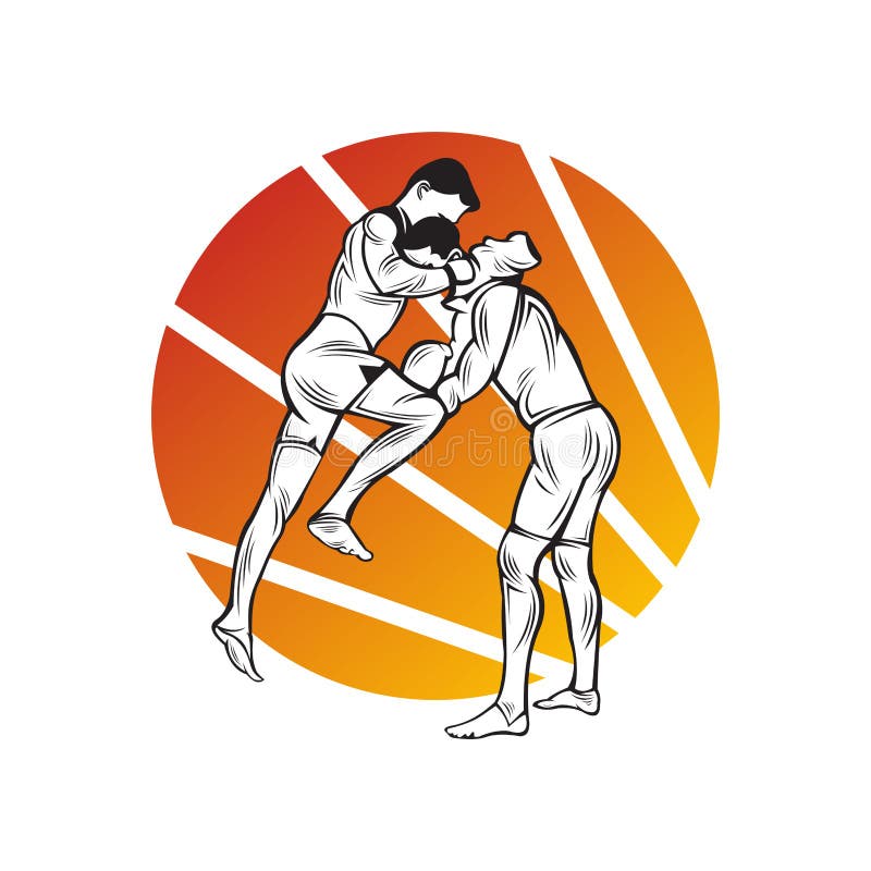 Wrestling logo vector design silhouette stock illustration