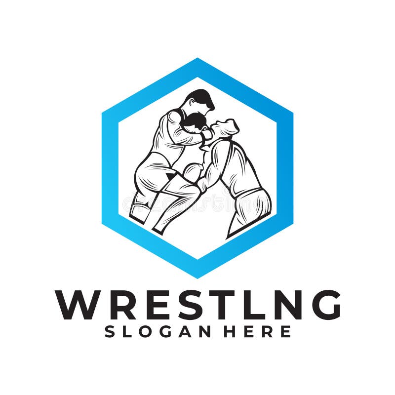 Wrestling logo vector design silhouette stock illustration