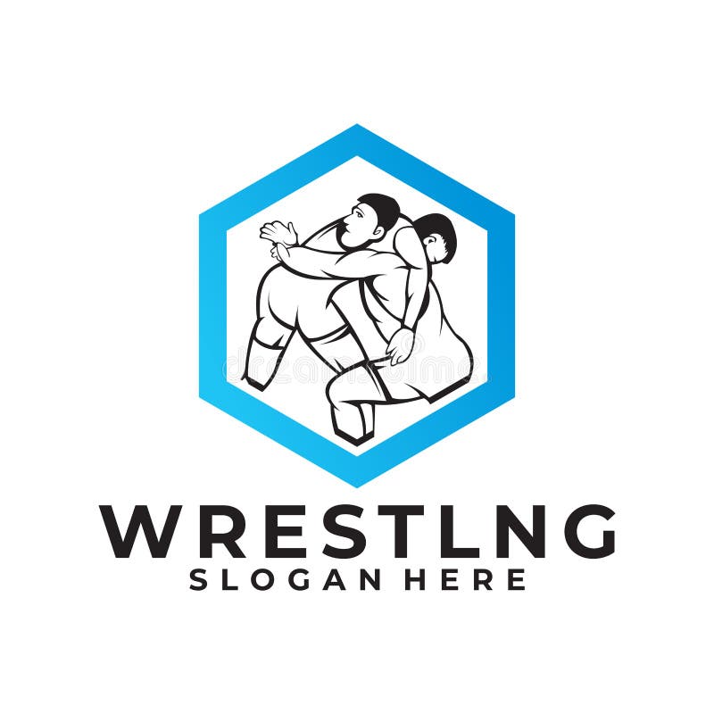 Wrestling logo vector design silhouette royalty free illustration