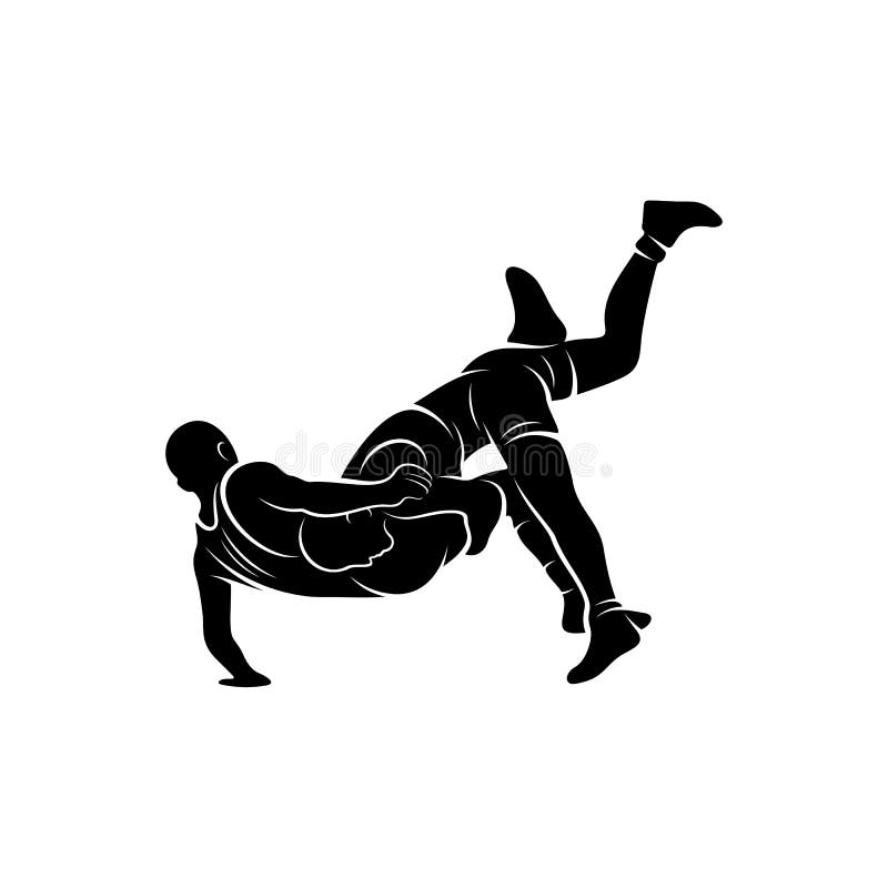 Wrestling logo vector template, Illustration symbol, Silhouette design stock illustration