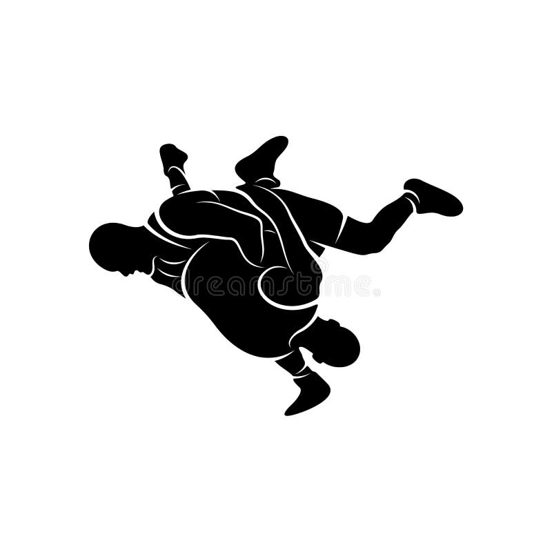 Wrestling logo vector template, Illustration symbol, Silhouette design stock illustration