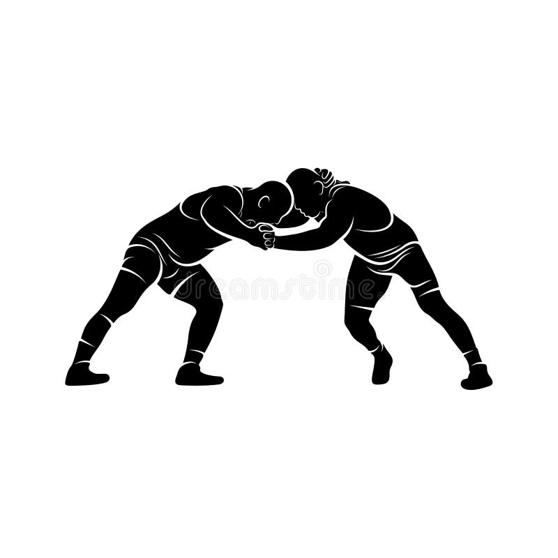 Wrestling logo vector template, Illustration symbol, Silhouette design royalty free illustration