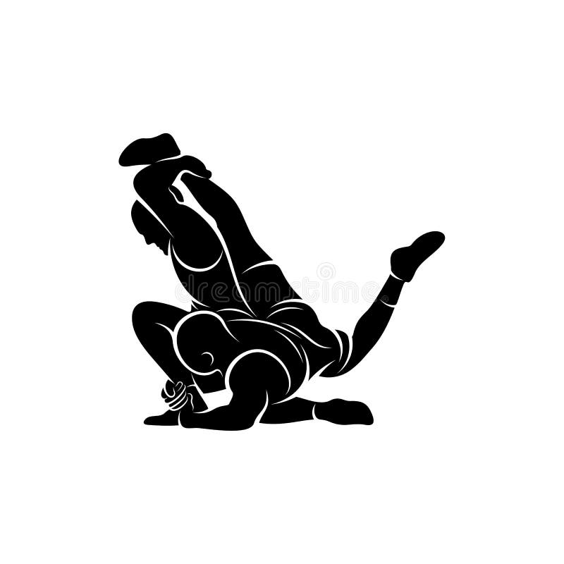 Wrestling logo vector template, Illustration symbol, Silhouette design vector illustration