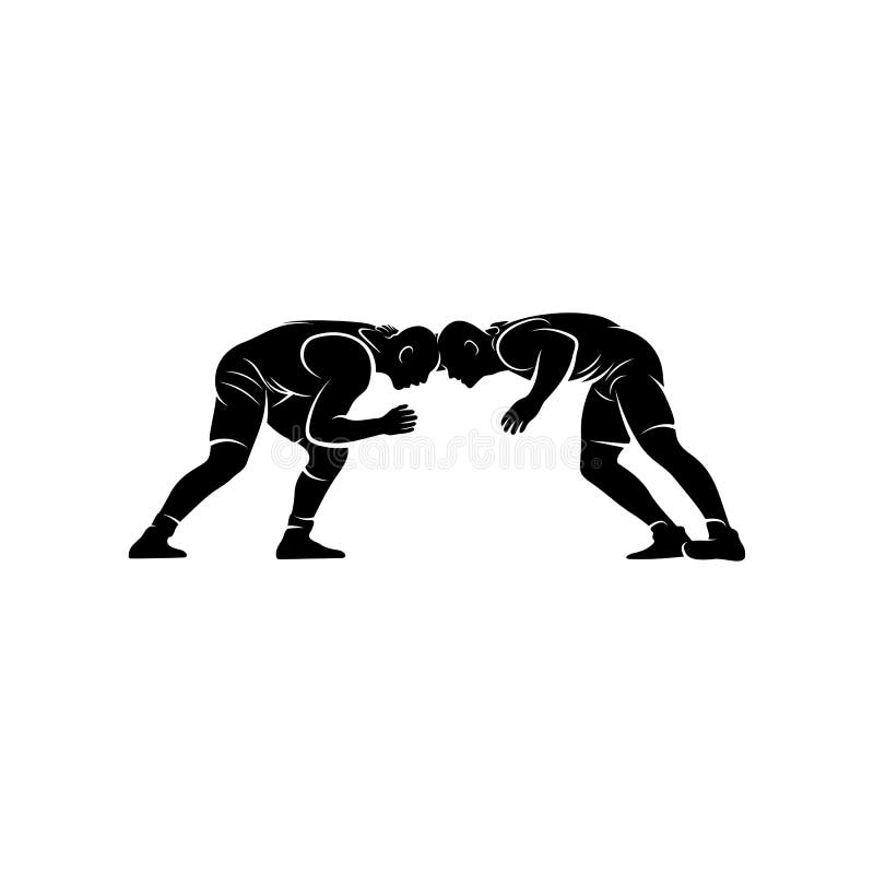Wrestling logo vector template, Illustration symbol, Silhouette design vector illustration