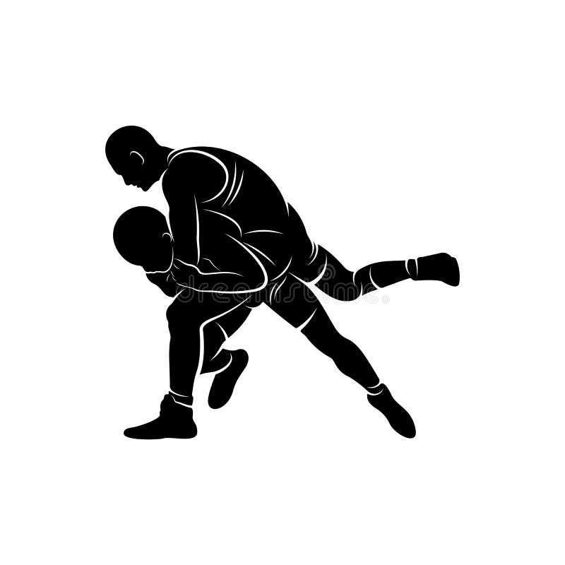 Wrestling logo vector template, Illustration symbol, Silhouette design royalty free illustration