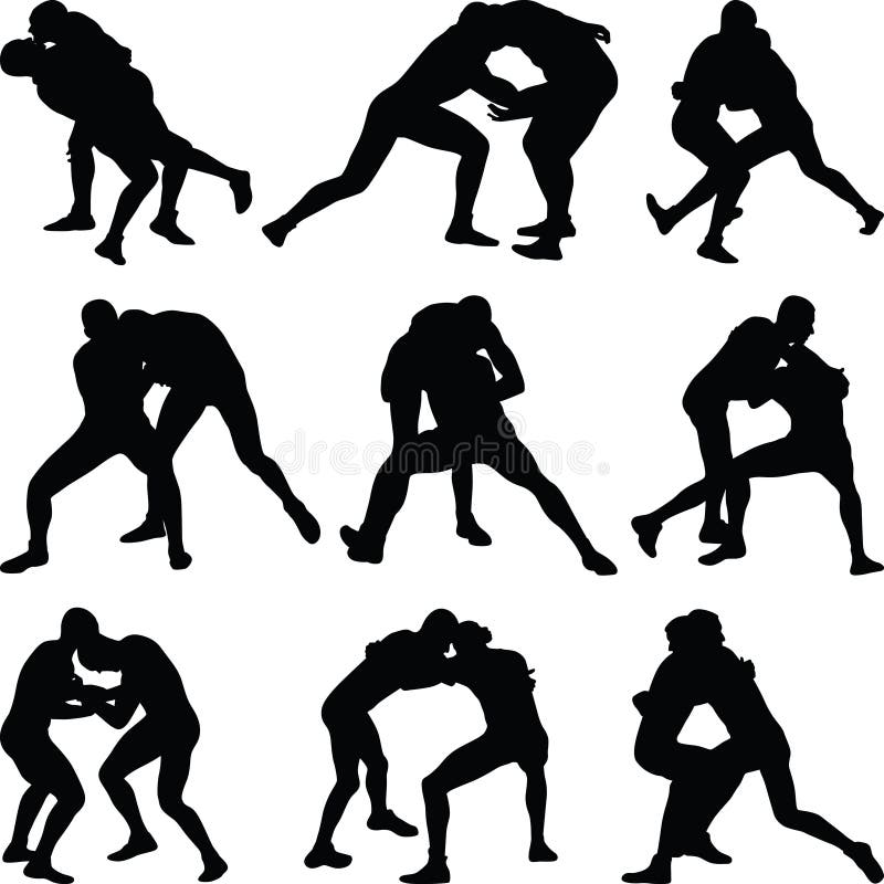Wrestling Silhouette Vectors Stock Vector Illustration of greco