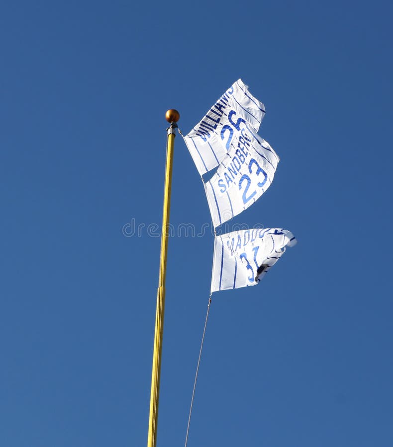 Wrigley Field Flags Showing Cubs Retired Player Numbers Editorial Image