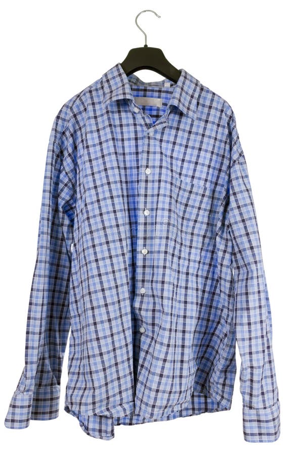 Wrinkled Plaid Shirt Hanging on a Hanger Stock Photo - Image of fabric ...