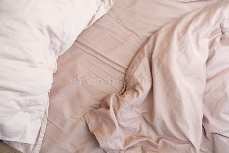 Wrinkled Sheet Pillows Blanket Bed Home Textile Stock Image Image of