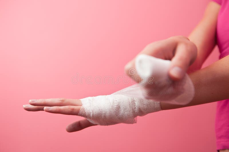 Bandaged Arm of a Child because of a Lesion Stock Photo Image of