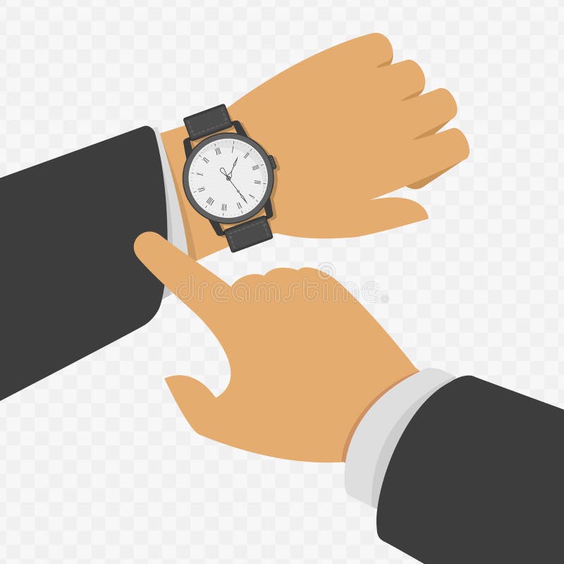 Wrist watch on hand. stock vector. Illustration of male - 208289181