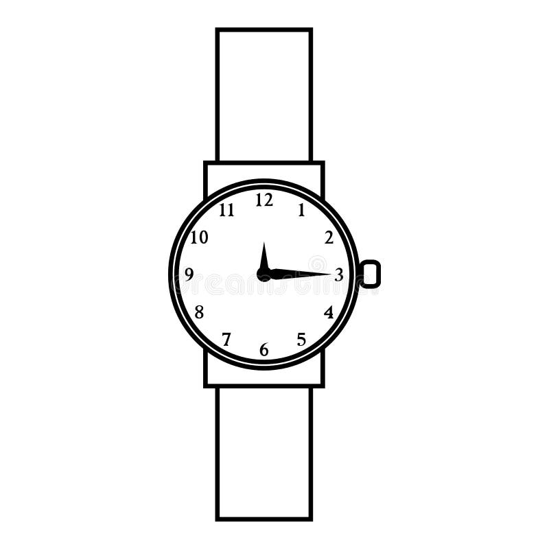 Wristwatch Icon, Outline Style Stock Vector Illustration of isolated