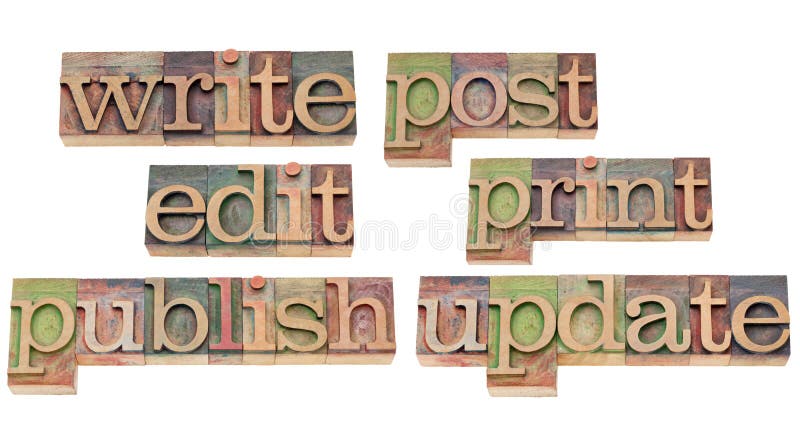 Write, edit, publish, update stock image