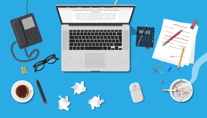 Writer or journalist workplace. royalty free illustration