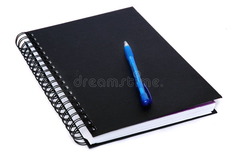 Writing book and blue pen