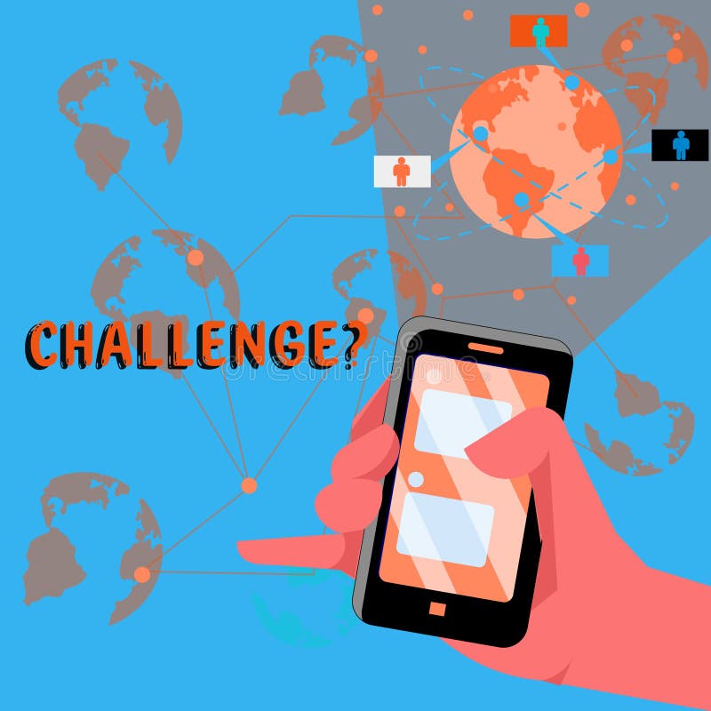 Writing displaying text Challenge. Business showcase Invitation to engage in a race in particular duel vector illustration