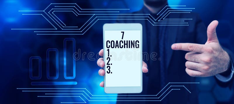 Writing displaying text 7 Coaching. Concept meaning Refers to a number of figures regarding business to be succesful royalty free stock photos