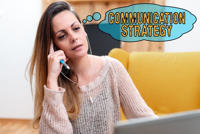 Writing displaying text Communication Strategy. Business approach Verbal Nonverbal or Visual Plans of Goal and Method stock image
