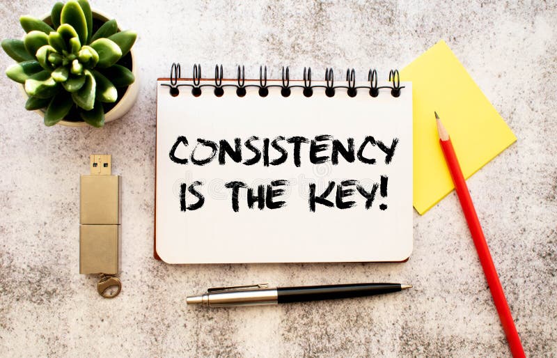Writing displaying text Consistency Is The Key. Business idea by Breaking Bad Habits. royalty free stock photography