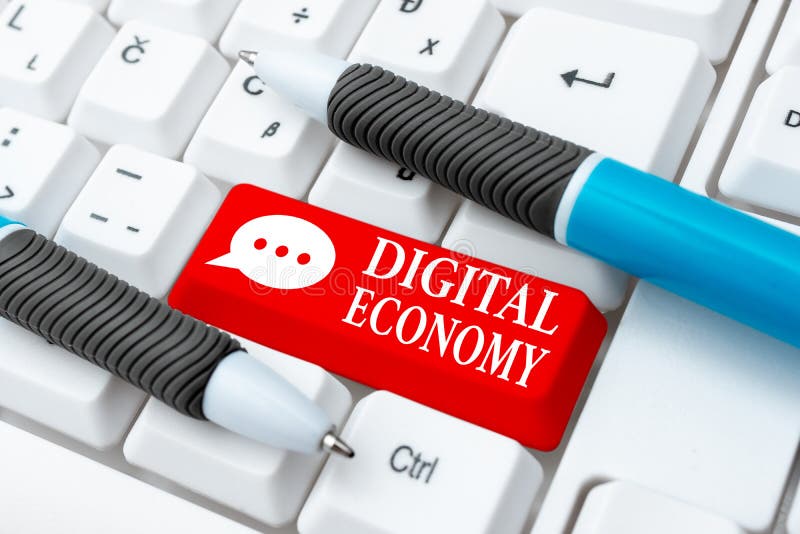 Conceptual Display Digital Economy. Concept Meaning Economic Activities