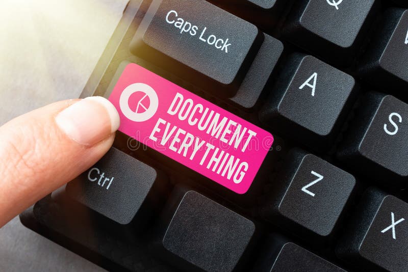 Writing displaying text Document Everything. Word Written on computer file that contains text that you have written royalty free stock photos
