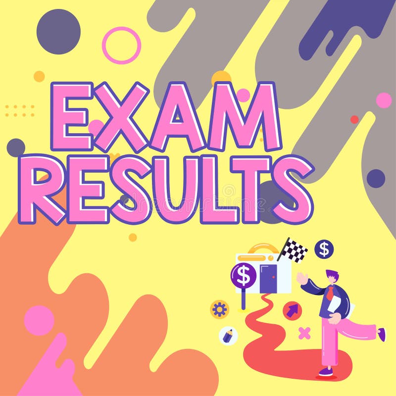 Hand writing sign Exam Results. Concept meaning An outcome of a formal test that shows knowledge or ability vector illustration