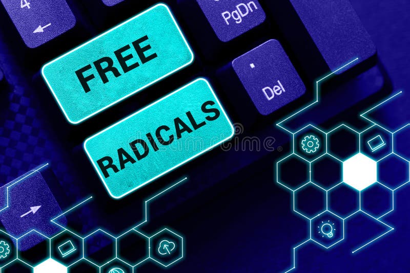 Writing displaying text Free Radicals. Business approach produced in body by natural processes or introduced from royalty free stock photography