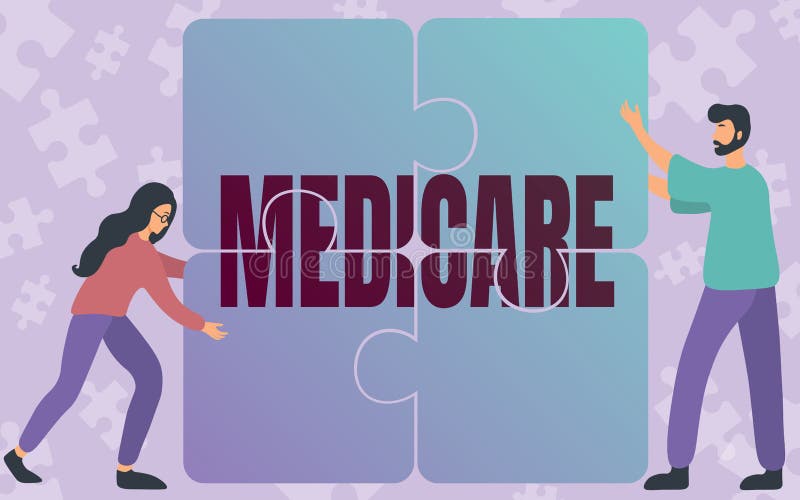 Writing displaying text Medicare. Word for the federal government plan in US for paying certain hospital Colleagues stock illustration